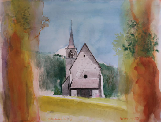 St. Korbinian, 2, Assling, 2025, Aquarell, 31x41cm