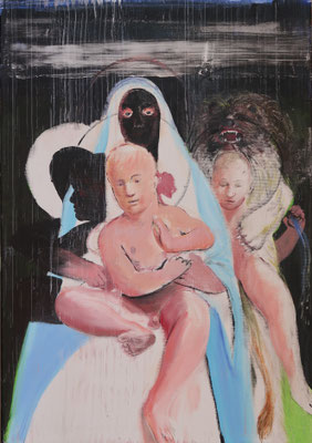 Madonna mit Kind - schwarz II, 2021, Acryl auf Leinwand, 100x70cm