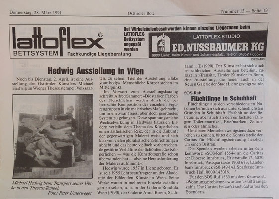 Bericht von Peter Unterweger im Osttiroler Bote, 28.03.1991