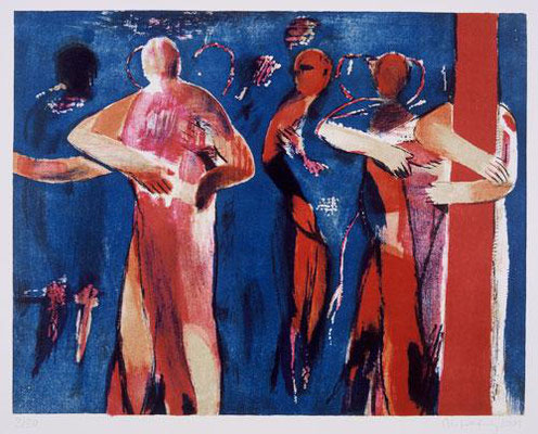 Körper-Blau, 2001, Lithographie, 5 Steine, 48 x 64 cm, Edition 30