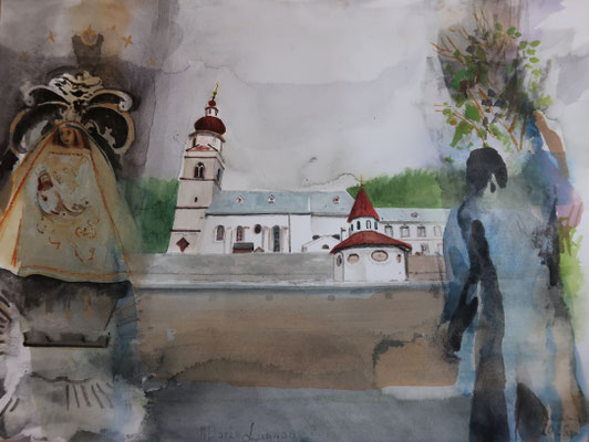 Maria Schnee, Maria Luggau, 2, 2025, Aquarell, 31x41cm