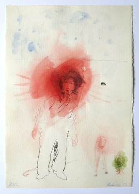 Hirte, 1985, Aquarell, 28x19cm