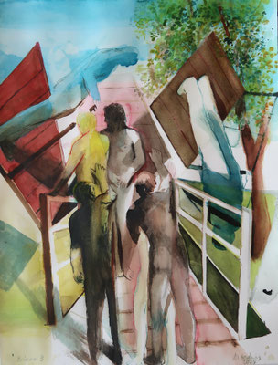 Brücke 3, 2025, Aquarelle auf Arches 300g, 41x31cm