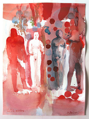 Michael Hedwig, Little sisters 4, 2025, Aquarell auf Arches 300g, 31x23cm