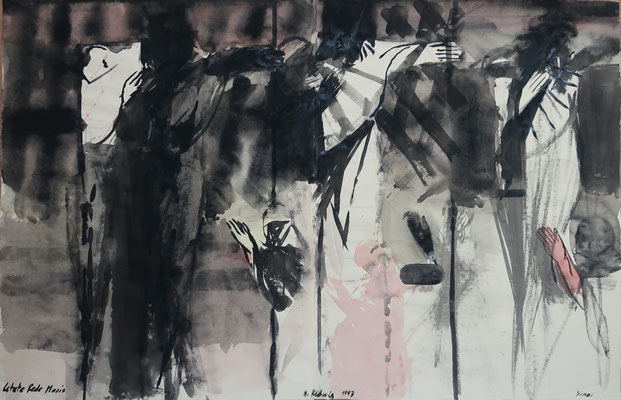 01 Letzte Rede Mosis, 1993, Tusche und Aquarell, 62x96cm