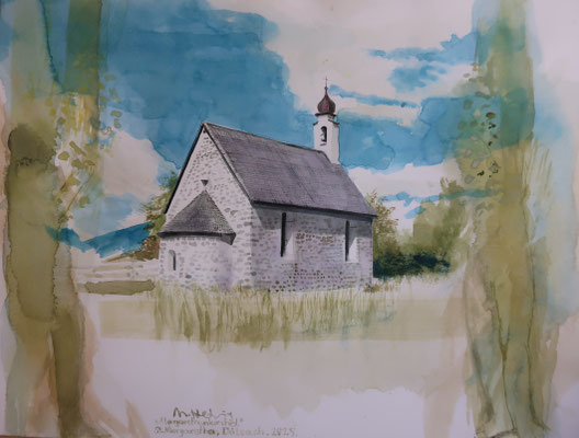 St. Margaretha, Margarethenkirchl, Dölsach, 2, 2025, Aquarell, 31x41cm