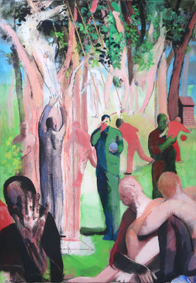 Nachmittag in Steinapiesting, 2024, Acryl auf Leinwand, 100x70cm