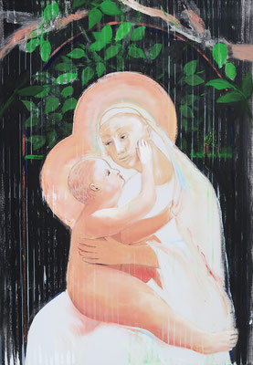 Madonna mit Kind - II, 2021, Acryl auf Leinwand, 100x70cm