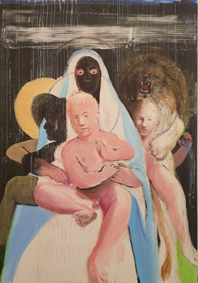 Madonna mit Kind III - Aquarius, 2024, Acryl auf Leinwand, 100x70cm
