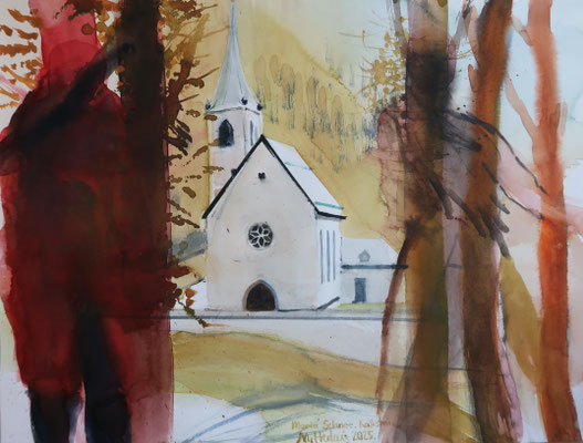 Maria Schnee, Kalkstein, Villgratental, 2025, Aquarell, 31x41cm