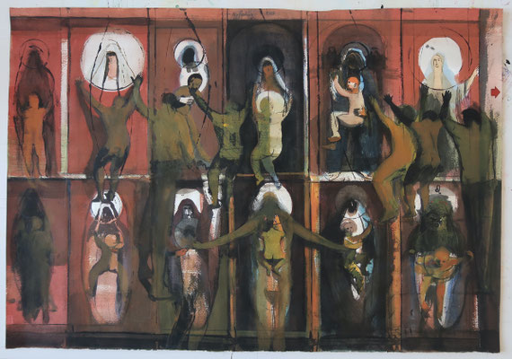Madonna-Häuser, 1989, Aquarell, 39x59cm