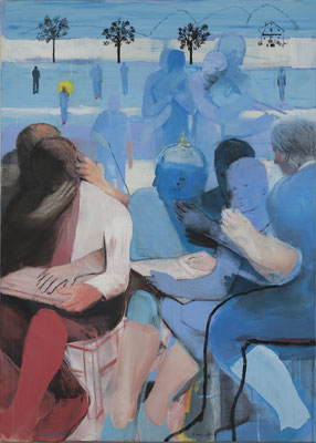 Einwirkung (blau), 2013, Acryl auf Leinwand, 140x100cm