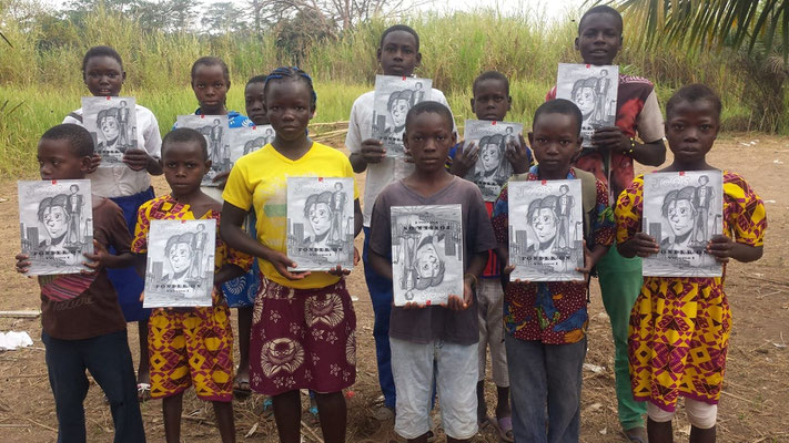 21/01/19: Don de bandes dessinées d'Abel Boyi à l'ong Moriyya Nation en faveur des enfant de leur "école de campagne" en République Centrafricaine.