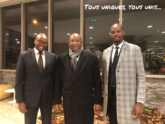 11/11/18: De gauche à droite - Abel Boyi, Président de FR, Lansana Kouyaté, ancien 1er Ministre de Guinée, Rudy Kazi, vice-président de FR.