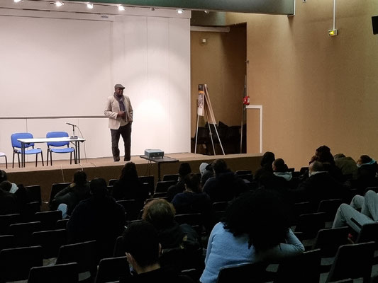 24/02/2022: À Meudon, centre Afpa. Intervention d'Éro Ngoubili et Abel Boyi sur les addictions auprès des jeunes de la Promo 16-18