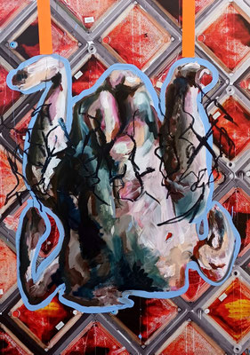 POLLUX (mit Lena Schabus), 2023, Mischtechnik auf Leinwand, 140 x 100 cm
