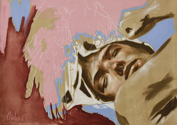 Endymion (fell prey), 2018, Mischtechnik auf Leinwand, 100 x 140 cm (Foto: Katharina Tenberge-Holzer)