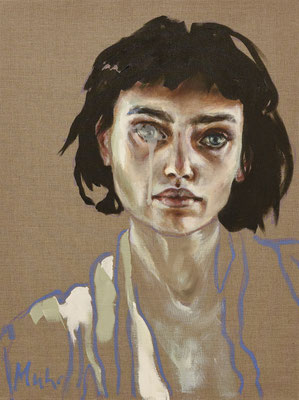 Insomnia (Das verräterische Herz), 2018, Mischtechnik auf Leinwand, 80 x 60 cm (Foto: Katharina Tenberge-Holzer)