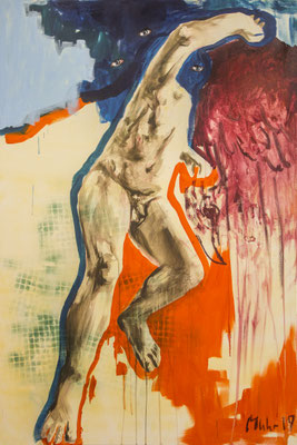 Laokoon, 2019, Mischtechnik auf Leinwand, 150 x 100 cm (Foto: Lena Schabus)