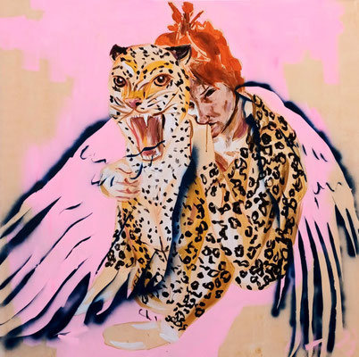 VULTURE. Die Einsamkeit des Mörders, 2023, Mischtechnik auf Leinwand, 120 x 120 cm