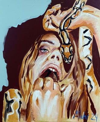 Fill me up, 2024, Acryl und Pastell auf Leinwand, 60 x 50 cm