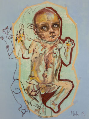 Wechselbalg (La condition humaine), 2019, Mischtechnik auf Leinwand, 160 x 120 cm (Foto: Lena Schabus)