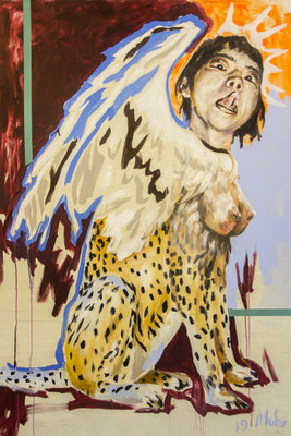 Le grand mystère, 2019, Mischtechnik auf Leinwand, 180 x 120 cm (Foto: Lena Schabus)