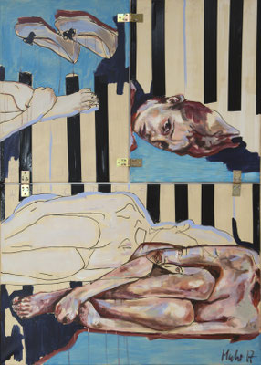Die Leiden der Cäcilia, 2017, Mischtechnik auf Leinwand, 140 x 100 cm (Foto: Hana Abel)