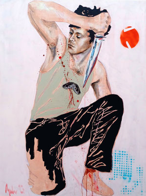 Angeli ribelli: Viper's gemini, 2023, Mischtechnik auf Leinwand, 160 x 120 cm