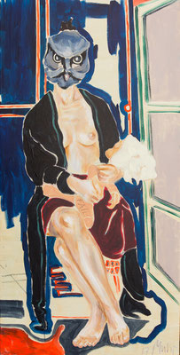 Sedes sapientiae, 2017, Mischtechnik auf Leinwand, 140 x 70 cm (Foto: Matthias Weich)