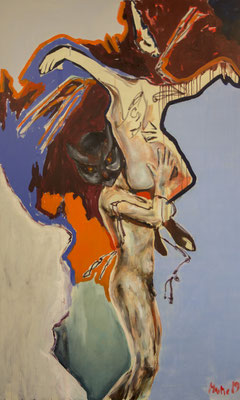 A happy engagement, 2019, Mischtechnik auf Leinwand, 200 x 120 cm (Foto: Lena Schabus)