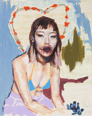 Blueberry kiss me, 2017, Mischtechnik auf Leinwand, 100 x 80 cm (Foto: Matthias Weich)