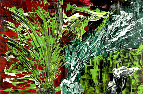 BEGEGNUNG: 44x29cm, Acryl auf Papier - auf  KAPA fix aufgezogen, 2018