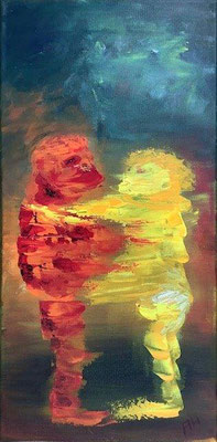 IN VERBINDUNG BLEIBEN II: 60x30x2cm // Acryl auf Leinwand, 2022 - VERKAUFT
