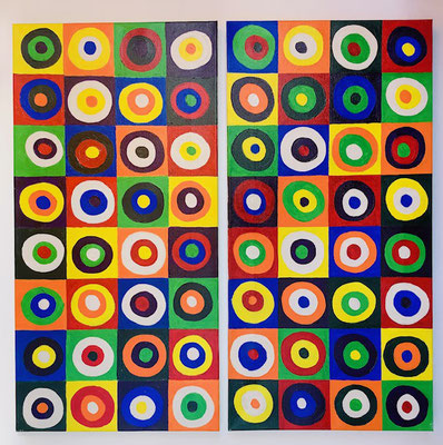 RUND UND BUNT I+II: 40x80x4,5cm,  Acryl auf Leinwand, 2022