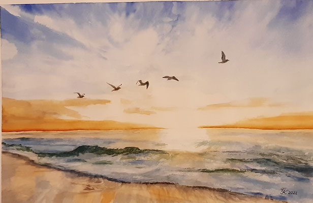 Sonnenuntergang am Meer - 38x57 cm