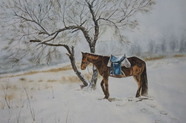 Pferd macht Pause - 38x57 cm
