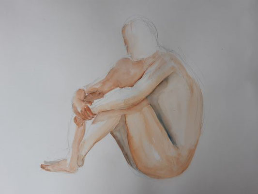 Mann kauernd - 50x65 cm
