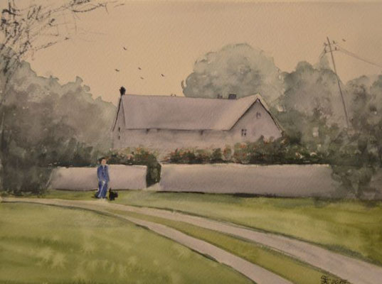 Spaziergang mit Hund - 26x36 cm