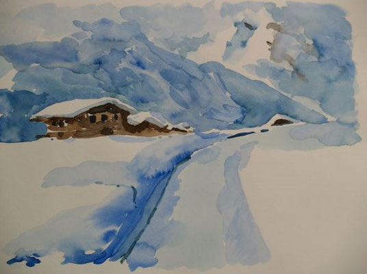 Winter im Dorf - 30x40 cm