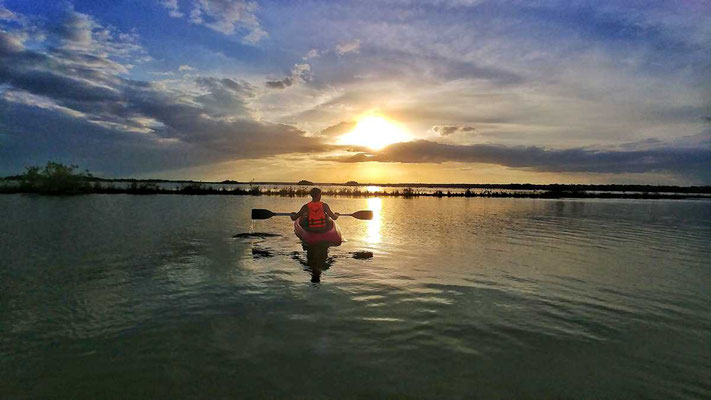 Mit dem Kajak in der Yucatan Laguna Bacalar