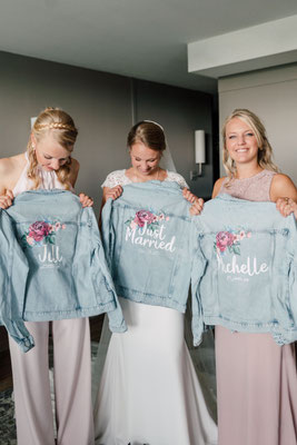 Custom bridal denim jackets for the bridesmaids wedding day
