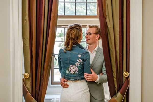 Personalized wedding jacket with floral design