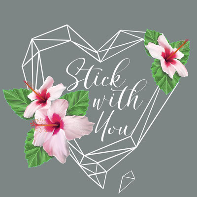 geometrisch hart met hibiscus bloemen voor tropische sfeer