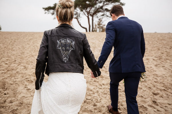 Unique bridal jacket designed for a modern bride
