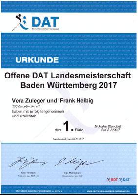 Regional WDC/GAL & DAT BW Championships 9. September 2017 hier: Kurhaus Freudenstadt