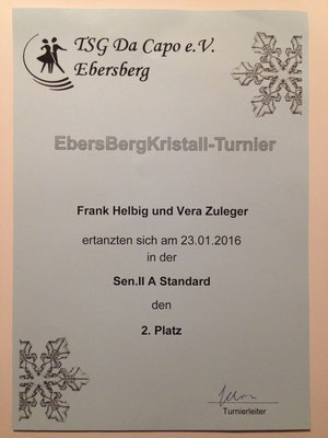 DTV Senior II EbersBergKristall-Turnier 23. Januar 2016 hier: Ebersberg