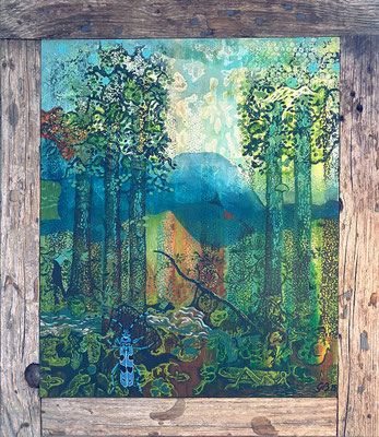 "Im Grünen 3" Akryl/Holz (47x55 incl. Rahmen) 2025