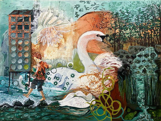 "Zwischenräume 2" Akryl/Leinen (80x60) 2025