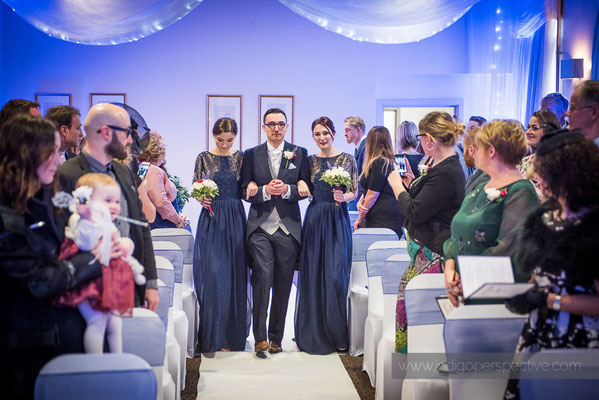 26-same-sex-wedding-north-devon-indigo-perspective-photography-walking-down-aisle-sisters